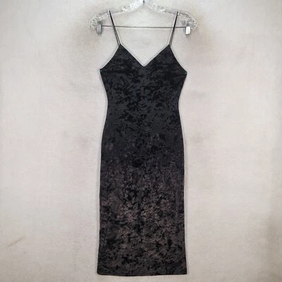 Alice + Olivia Black Cate Velvet Sexy Evening Midi Silk Slip Women Dress Size XS - Image 1 of 4