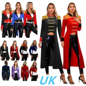 UK Women Circus Ringmaster Showman Tailcoat Jacket Halloween Lion Tamer Costume - Picture 1 of 141