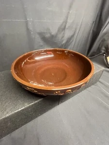 A Beautiful Vintage Red Wing Pottery Brown Mid Century Modern Fruit Bowl - Picture 1 of 11