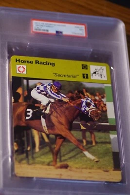 1977-79 SPORTSCASTER SECRETARIAT ITALY, #08-21, PSA 7 casi nuevo, ¡tarjeta rara! SE VE MUY BIEN Foto 1 de 2