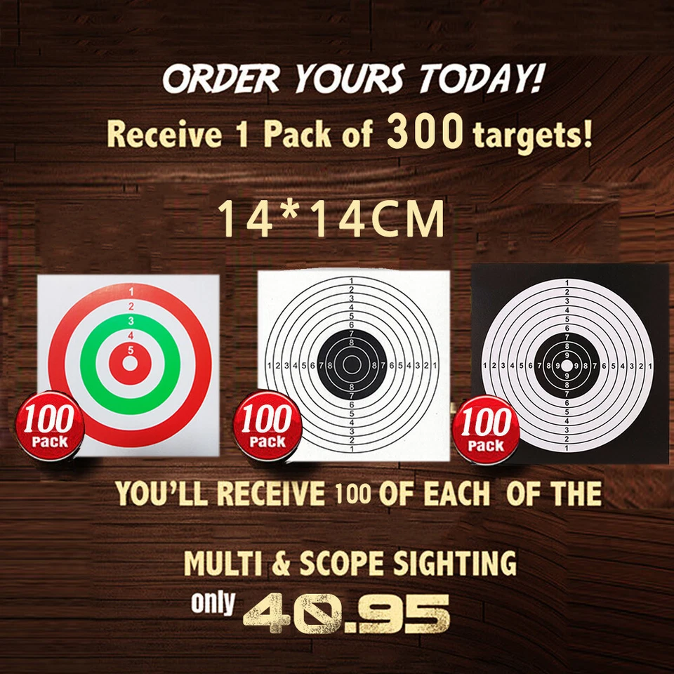 300Pack 14*14cm Pistol&Rifle Sight Seer Paper Bullseye cardboard Shooting Target - Image 1 of 4
