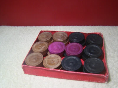 Carom Board Coins 24 Rosewood India Carrom Men Piece Free 1 Striker Free Ship - Image 1 of 3