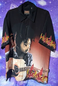 Bob Marley Shirt Mens Large Dragonfly Graphic Button Up All Over Print Y2K - Picture 1 of 8