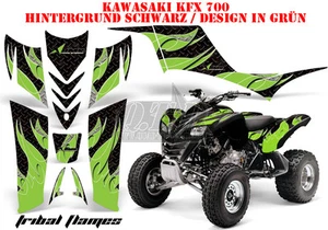 KIT GRÁFICO DE DECORACIÓN DE CARRERAS AMR ATV KAWASAKI KFX 450 Y 700 LLAMAS TRIBALES B - Imagen 1 de 5