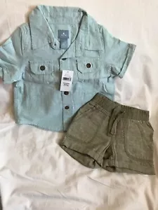 NWT BABY GAP BOY'S LINEN SHIRT AND SHORTS (3-6 M) - Picture 1 of 5