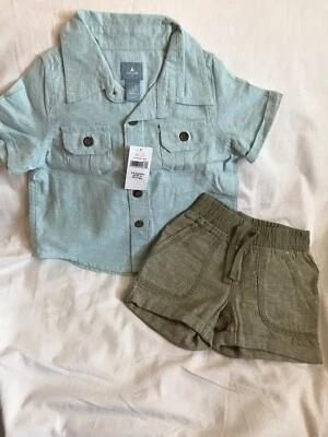 CAMISA Y SHORTS BABY GAP NIÑO LINO NUEVO CON ETIQUETAS (3-6 M) Foto 1 de 4