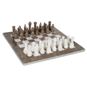Juego completo de ajedrez pesado oceánico y blanco de mármol hecho a mano de 15 pulgadas - Imagen 1 de 6