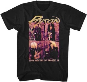 Camiseta Poison Look What The Cat Dragged In para hombre mercancía de banda de rock de los 80 - Imagen 1 de 3