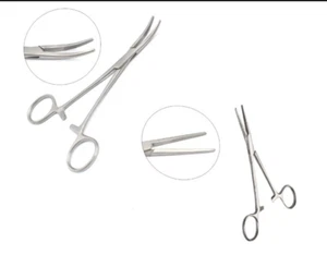 Juego de 2 pinzas hemostáticas / rectas y curvas / 5 pulgadas / 8 pulgadas / 10 pulgadas - Imagen 1 de 7