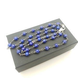 Vintage Lapis Lazuli 925 sterling silver necklace 925 silver mini belcher chain....blue gemstone