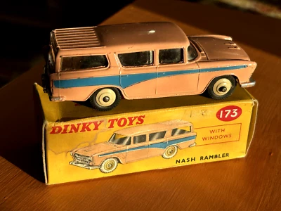 Dinky Toys #173 Nash Rambler car salmon ridged hubs NMinGood box all original - Image 1 of 4