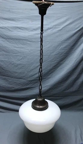 Antique Large 16" Milk Glass Globe Schoolhouse Bank Ceiling Light VTG 337-23B Cover