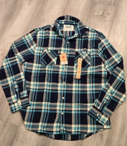 Urban Pipeline Herren L Flanell Langarm blau/grün kariert Baumwollmischung neu mit Etikett - Bild 1 von 11