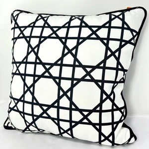 Pier 1 Outdoor UV-Treated weather Decor Black White Patio Lounge Pillow NEW RARE - Picture 1 of 8