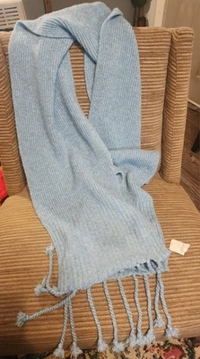 Free People Extra Long Super Soft Ribbed Knit Scarf Blue NWT Oversized BOHO 84" - Image 1 of 4