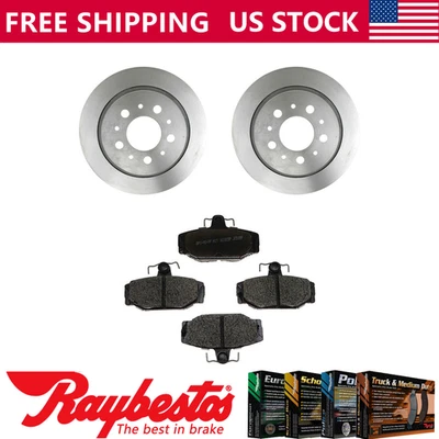 Kit de rotores de freno traseros + pastillas metálicas y herrajes para Volvo 760 1988-1990 Foto 1 de 4