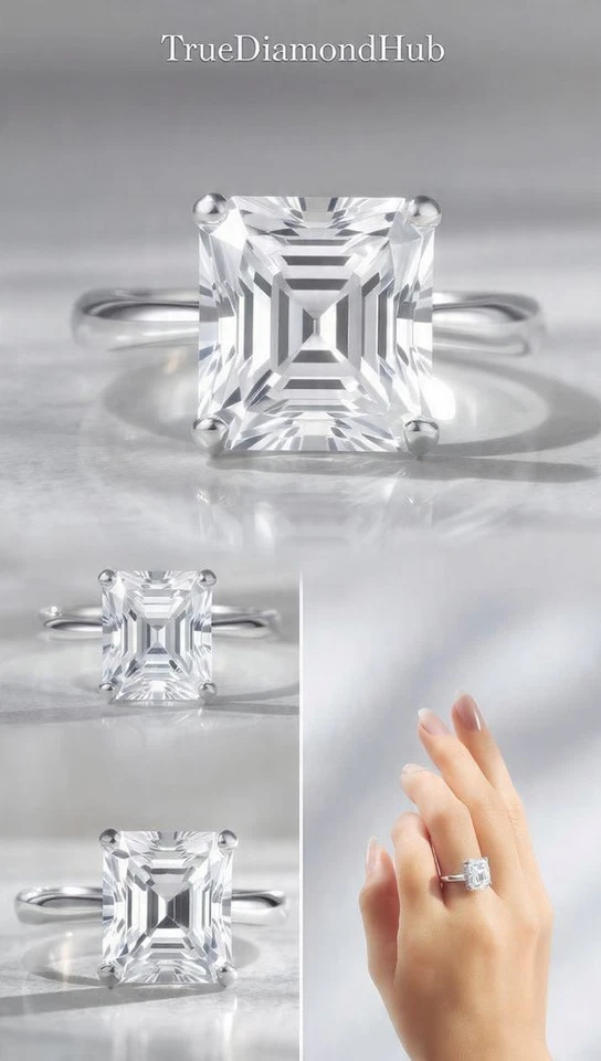 💍 Elegant 2 Ct White Color Trillion Diamond Silve Ring Lab Grown Truediamondhub - Image 1 of 4