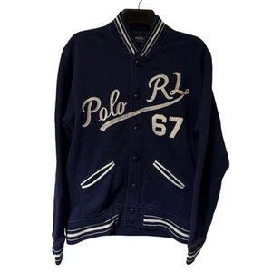 Chaqueta Universitaria Polo Ralph Lauren Para Hombres Mediana Azul Marino 67 Logo Grande Béisbol Universitario - Imagen 1 de 13