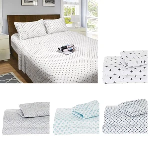 250TC Egyptian Cotton Printed Sheet Set by Ramesses SINGLE DOUBLE QUEEN KING - Picture 1 of 19