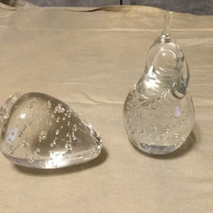 COPPIA fermacarte figurativi trasparenti coronamento touch art vetro bolla controllata - Foto 1 di 5