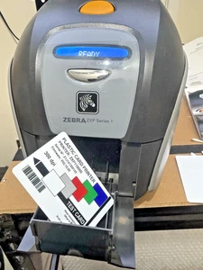 Zebra ZXP Series 1 ID Card Printer With PSU + 2x Ribbons + USB + lots of cards - Picture 1 of 6