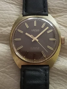 Rare Vintage Lanco Chocolate Dial Mens Watch NICE!!! - Picture 1 of 6