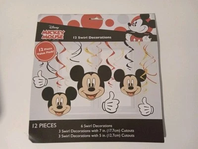 Envío Gratis Nuevo Disney Mickey Mouse 12 Remolinos Decoraciones Fiesta Foto 1 de 3