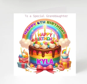 Personalised Rainbow Birthday Card for Friend, Girls, Granddaughter, Daughter - Picture 1 of 3