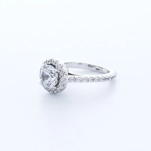 1.81 CT D-SI1 Round Cut Natural Certified Diamonds 18k Gold Halo Engagement Ring - Picture 1 of 2