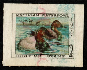 Estampilla de pato del estado de Michigan 1977 relleno espacial usada envío gratuito en Estados Unidos - Imagen 1 de 1