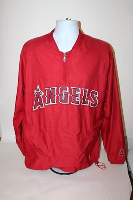 Majestic Anaheim Angels Mens L  Red Coolbase 1/4 Zip Windbreaker Jacket Dugout - Image 1 of 4