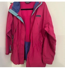 Patagonia Hooded Rain Jacket Women size 8 Pink Rain Jacket - Picture 1 of 9