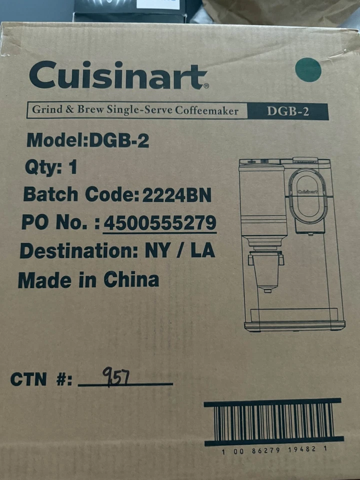 Cuisinart 12 oz Single-Serve Coffee Maker Black DGB-2 Grinder LED Indicator - Image 1 of 1