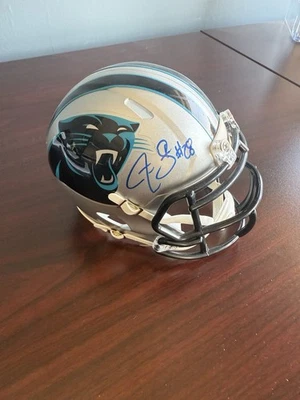 Minicasco plateado firmado por Jonathan Stewart Carolina Panthers certificado de autenticidad JSA fútbol americano Foto 1 de 3