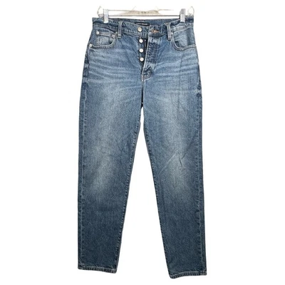 Lucky Brand High Rise Mom Jeans 4 27" Blue Button Fly Straight Leg Denim Casual - Image 1 of 4