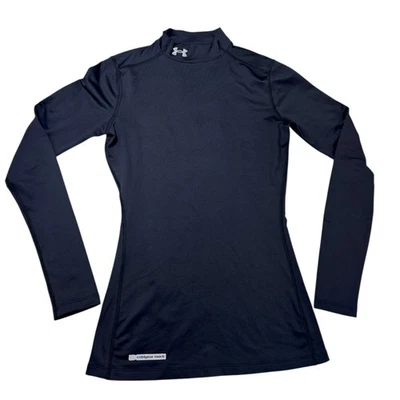 Under Armour Cold Gear Mock Neck Long Sleeve Black Fitted Top Women's Size Small - Image 1 of 4