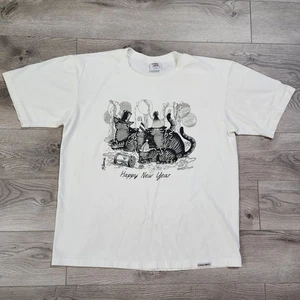 Crazy Shirts Vtg KLIBAN HAPPY NEW YEAR CATS Hawaiian Single Stitch T Shirt L Tee - Picture 1 of 11