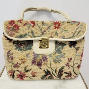 Vintage 60s Tapestry Carpet Bag Large Hippie Purse - Picture 1 of 11