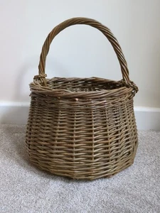 Handcrafted Large Wicker Basket with Handle Shopping Storage Logs - Picture 1 of 10