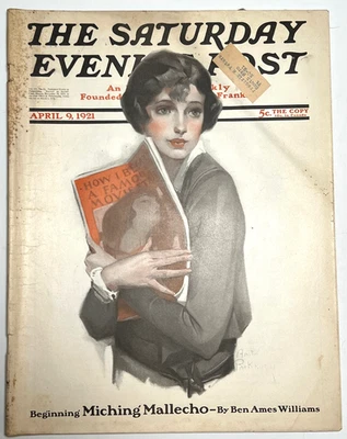 SATURDAY EVENING POST - April 1921 - Chinese Famine / LEYENDECKER Interwoven Ad - Image 1 of 4