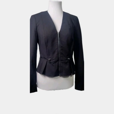 bebe Black Peplum Zippered Jacket Size 6 (small) - Image 1 of 4
