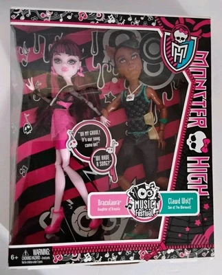 Juego de 2 muñecas Monster High 2013 festival de música Draculaura y Clawd Wolf BBR83 Foto 1 de 4