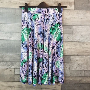 Dannii Minogue Petites Midi Skirt Small Blue Snake Print Jersey Stretch BN - Picture 1 of 8
