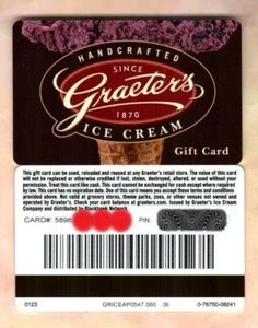 GRAETER'S ICE CREAM Ice cream Cone ( 2023 ) Gift Card ( $0 ) - Picture 1 of 1