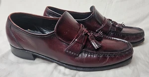 Florsheim Tassel Loafers VTG Mens 10 C Burgundy Red Leather Moc Toe Dress Shoes - Picture 1 of 9