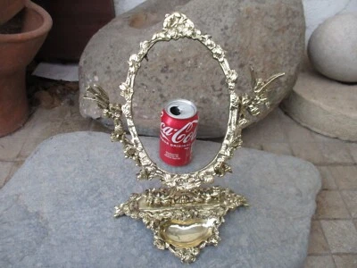 ESPEJO O MARCO DE FOTOS VINTAGE EN LATÓN ORNAMENTADO AJUSTABLE OVALADO ESTILO ART NOUVEAU Foto 1 de 4