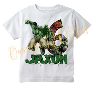 Increíble Hulk Número Camiseta Personalizar Regalo de Cumpleaños Añadir NOMBRE/EDAD, - Imagen 1 de 2