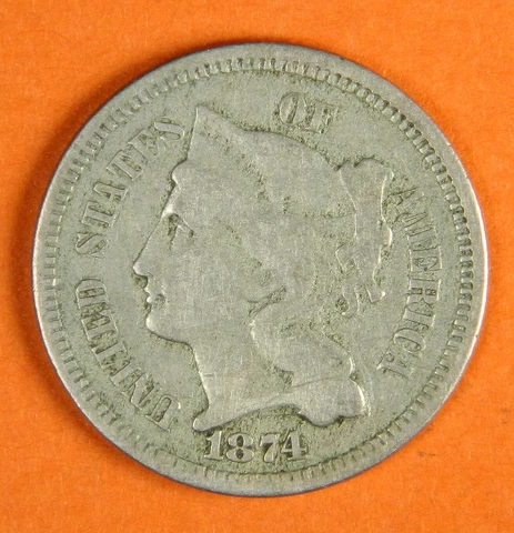 1881 Three Cent Piece Nickel ~ VG VERY GOOD TO FINE  3c US Type Coin Collectible Cover