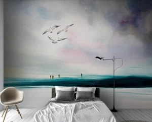 3D Modern Beach Landscape Self-adhesive Removeable Wallpaper Wall Mural - Picture 1 of 8
