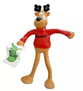 HALLMARK - 1989 ORNAMENT - FLEXIBLE RODNEY REINDEER  -  BENDABLE ARMS AND LEGS - Picture 1 of 12